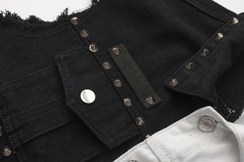 Image of Men's Punk Denim Vest Sleeveless Jean Jackets With Rivets