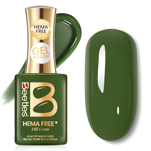 Beetles Olive Green Gel Nail Polish, 15ML Dark Dill Army Green Gel Polish