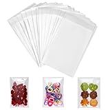 200ct Clear Plastic Bags 4x6 - 1.4 mils Thick Self Sealing OPP Cello Bags for Bakery Cookies Decorative Wrappers (4'' x 6'')