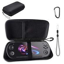 YAJOJO Carrying Case for Retroid Pocket 6 Handheld Game Console with Lanyard & Carabiner,Hard Shell Cover with Pocket for Retroid Pocket 6 & Accessories ,ShockproofBlack