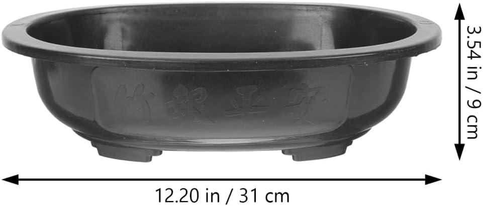 ERINGOGO 6 PCS Bonsai Training Pots, 12'' Oval Bonsai Planter Pot with Drainage Hole, Plastic Large Deep Flower Pot Plants Growing Pots for Nursery, Garden, Balcony