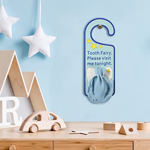 Image of Qunclay Tooth Fairy Door Hanger Bag Fairy Holder Baby Keepsake Container for Lost Teeth Kids Boys Girl Encourage Gift