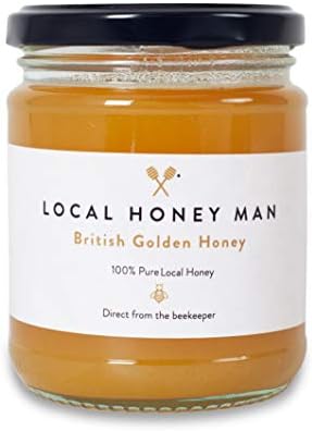 Local Honey Man - 340g British Raw Honey - Unpasteurised Natural Golden Honey - Unprocessed Pure Honey, Easy to Use in Drinks