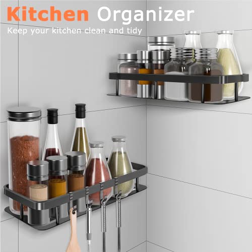 2Pack Adhesive Shower Caddy Bathroom Shower Organizer With 4 Hooks, Space Aluminum Shower Shelves - Rustproof Waterproof And Easy Mount #TOP5