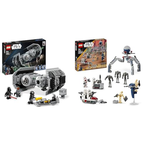 LEGO Star Wars TIE Bombe Modellbausatz mit Darth Vader Minifigur & Star Wars Clone Trooper & Battle Droid Battle Pack, Spielzeug für Kinder mit baubarem Speeder Bike