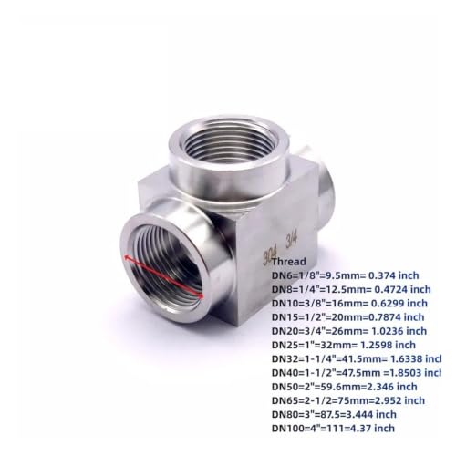 Té hembra BSP 1/4 acero inoxidable 304 para tuberías 3