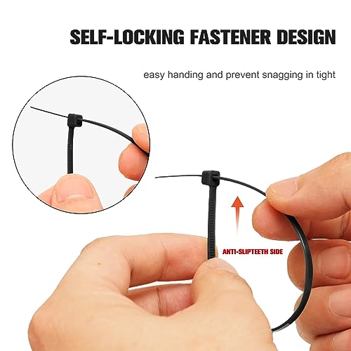 200PCS Zip Ties - 8 Inch Self Locking Cable Ties,Black Cable Ties 40lbs Tensile Strength,Multi-Purpose Plastic Wire Ties for Indoor and Outdoor. - Thumbnail 7