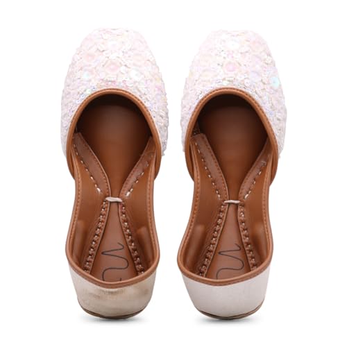 Women's Khussa Beed Work Indian Wedding Bridal Mojari Juti Punjabi Jutti Pakistani Flats3