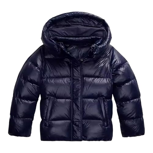 Pufferjacken mit Kapuze für Damen und Herren, leicht und verstaubar, gepolstert, gesteppt, isoliert, Winterjacke, blau, XS