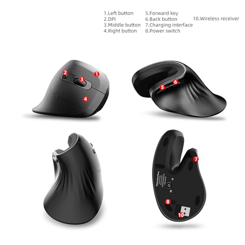 Souris verticale sans fil idéale pour le télétravail et l'espace de bureau - 4