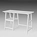 Haotian FWT16-W, White Home Office Table Desk, Workstation Computer Desk with Shelf, Writing Computer Desk, Workstation with 2 Open Tiers,Trestle Desk