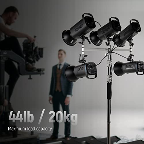 Image of NEEWER Baby Triple Header Boom Arm with Five 5 /8 inch Pins for LED Light /Strobe Flash, One 1-1 /8 inch Pin for C Stand /Light Stand with 16mm Baby Stud or 28mm Junior Receiver, Stainless Steel, UA005