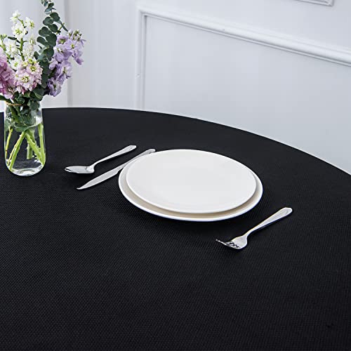 Image of maxmill Round Textured Tablecloth Spill-Proof Wrinkle Free Soft Jacquard Table Cloth for Circular Table Cover, for Dining Room Buffet Banquet Parties Holiday Dinner, 70 Inch Black