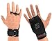 ProFitness 2 Hole Leather Cross Training Gymnastic Grips - Non Slip, High Grip Palm Protection with Wrist Wrap Support for Pull Ups, Kettlebells, WODs (Medium 4.25"-5.0" (Palm Size), Black/Red Grip)