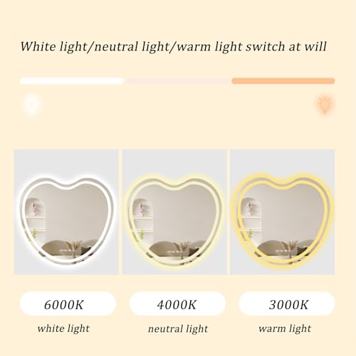 Miroir de salle de bain avec LED en forme de cœur réglable tactile - 6