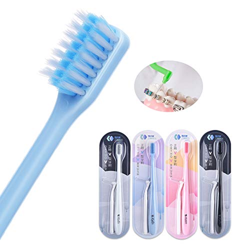 Y-kelin - Cepillo de dientes ortodontico en forma de V, cerdas suaves (4 pacchi)