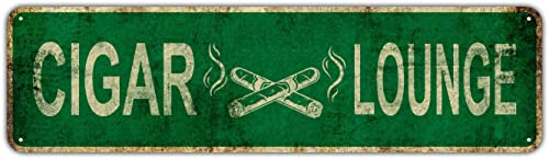 XBGJMY Cigar Lounge Metal Tin Sign Funny Vintage Slim Street Tin Signs 16 x 4 Inch Wall Art Decor Iron Poster for Home Farmhouse Bar Cafe Garage Man Cave Gifts