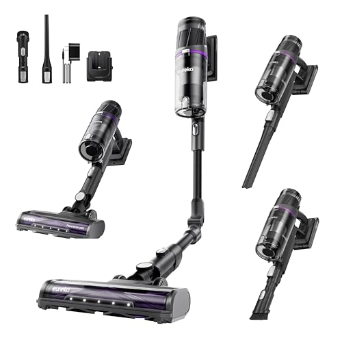 Eureka ReactiSense 530 Akku Staubsauger Anti-Allergen 550W 60Min, 4-in-1 Staubsauger Kabellos, Leichter Akkustaubsauger mit Flexibles Biegegelenk, LED-Licht, Wandbefestigung für Hartböden Tierhaare