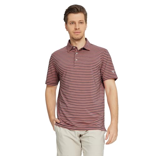 M MAELREG Golf Polo Shirts for Men Short Sleeve Dry Fit Striped Casual Collared Moisture Wicking Men's Golf Shirts — view 4