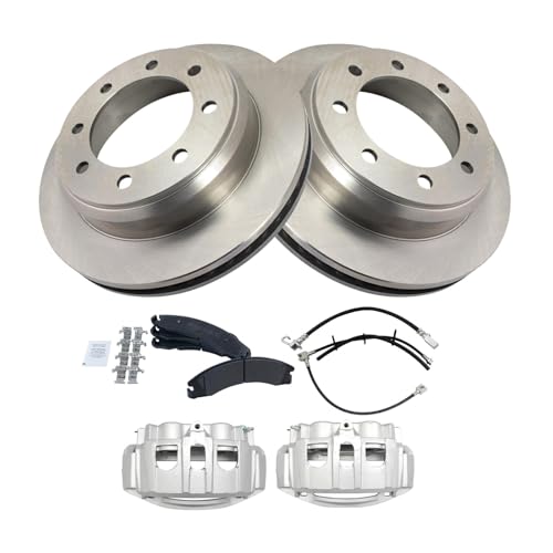 Image of TRQ Rear Brake Pad & Rotor Kit Semi-Metallic Compatible with 2008-2019 Ford E-350 Super Duty