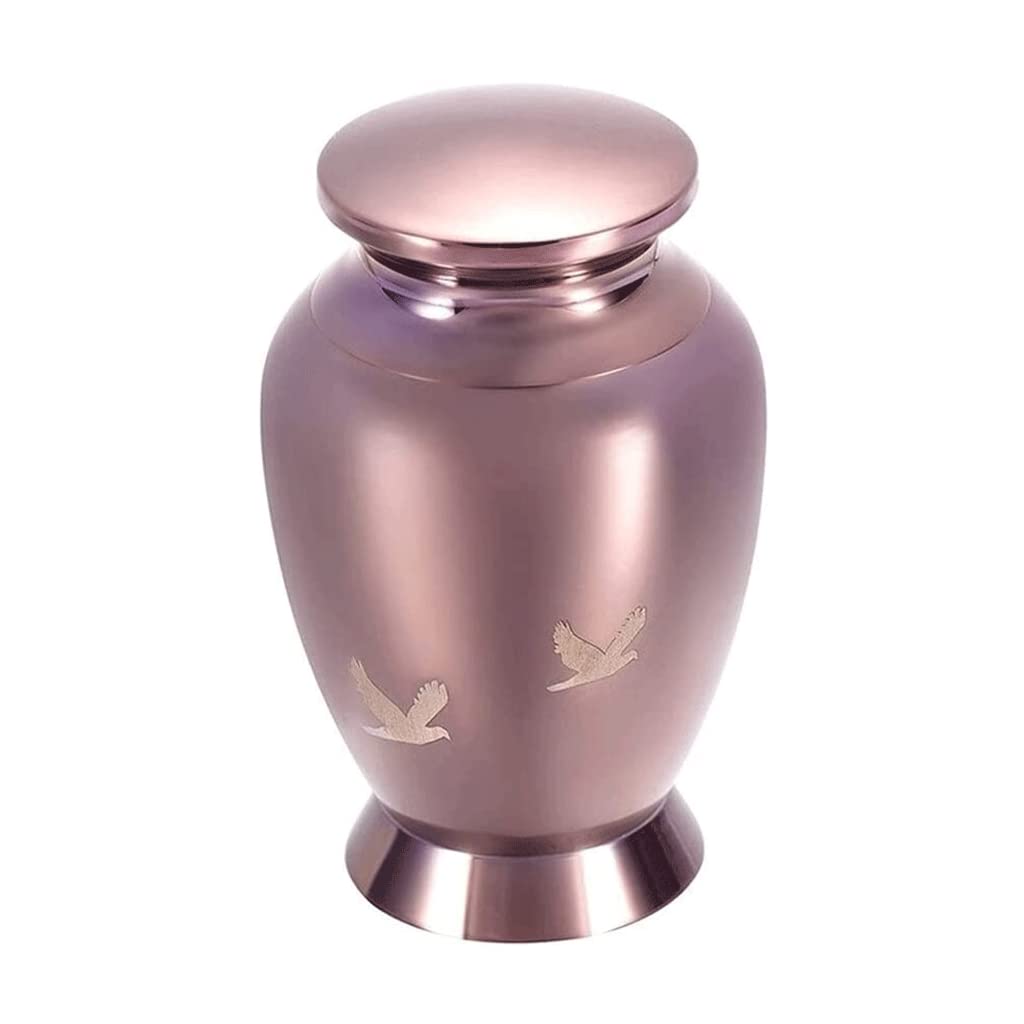 Urna rosa para cenizas para entierro con diseño de pájaro dorado, caja de urna para cenizas, urnas para mascotas para perros, cenizas con tapa, urnas de Metal para mascotas para cenizas de gatos