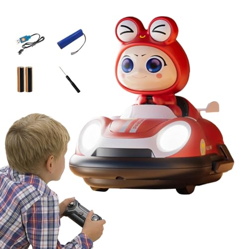 Remote Control Bumper Car Set, Rechargeable RC Cartoon, RC Bumper, 164ft Range, Music Lights, High Speed Battle, Eject Feature, Fun Toy for Kids, Red Blue, 5.91 Inches