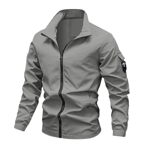 Bauzuoyo Chaqueta de chándal para hombre, de manga larga, chaqueta de entretiempo, chaqueta de ocio, chaqueta bomber, chaqueta de senderismo, chaqueta informal, clásica, cómoda, universitaria
