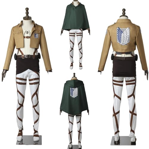 Disfraz de cómic Eren Yeager de anime con capa verde y cinturones de ocho piezas 4