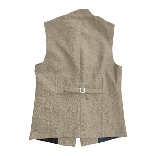 Retro Suit Vest for Men Sleeveless Stand Collar Business Button Up Slim Fit Herringbone Jacket Waistcoat3