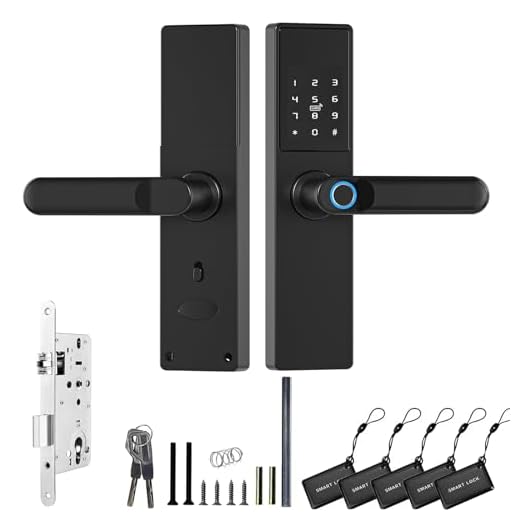 Fechadura de porta inteligente digital, impressão digital de fechadura de porta eletrônica, impressão digital de tela de toque WiFi, Fechadura de porta de inteligente APP (Redondo, Preto, 22 * 190)