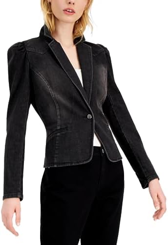 International Concepts Women's Petite Puff-Sleeve Denim Blazer