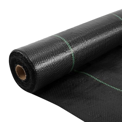 Jiubiaz Tessuto non tessuto per erbacce da giardino, 100 g/m², 100 x 5000 cm, permeabile all'acqua, resistente agli strappi e ai raggi UV, per giardino