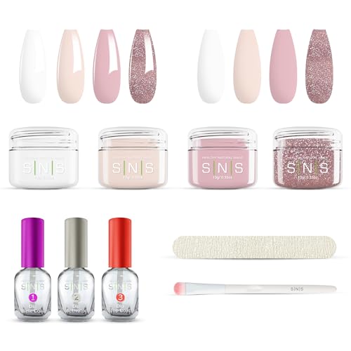 SNS Dip Powder Nail Kit, Dipping Powder Starter Kit (Pink & Spark...