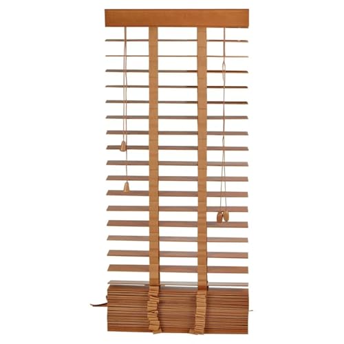 URBNLIVING Real Wood Venetian Blinds, Horizontal Wooden Slats with Privacy Valance & Cord Tilt Control, Pull Cord, Premium Timber Window Shades for Home or Office, Custom Sizes & Colours Available