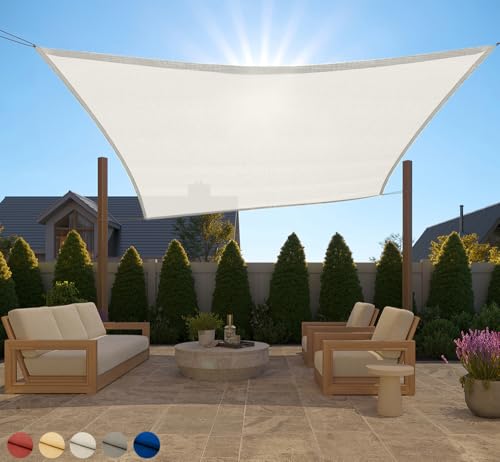 GORILLA GRIP Heavy Duty Sun Shade Sail for Outdoor Patio, 10x10 FT, Ivory
