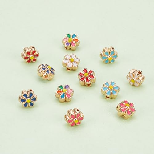 Perles en émail en forme de fleur anti-ternissement pour séparer vos perles de bijoux
