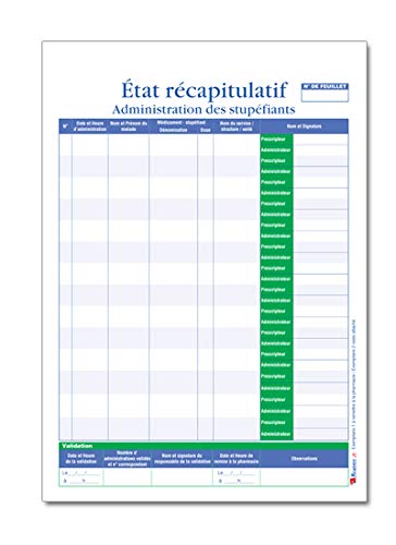 Registre État Récapitulatif d'Administration des Stupéfiants - M042