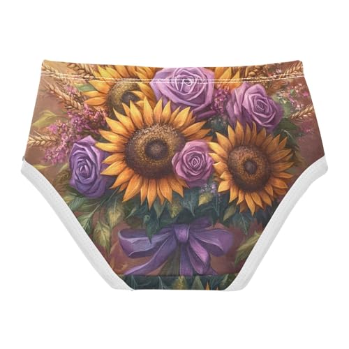 Colorful Toddler Girls Underwear 2t Cotton Little Girl Panties Bouquet Sunflowers Brown Undies Kids Briefs2