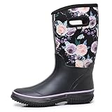 WTW Mid Calf Rain Boots for Women - Waterproof Insulated Neoprene Mud Boots Outdoor Hunting Garden Boots
