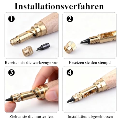 Sekfpnk Locher zum Nähen mit sechs Verschiedenen Lochgrößen, Lochdurchmesser verfügbar: 1,5/2/2,5/3/3,5/4 mm, Holzgriff, lochstanzer leder geeignet für Leder, Gürtel, und andere Materialien