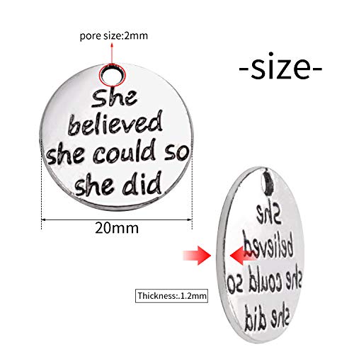 Aylifu Pack Of 30 Alloy Inspirational Message Charm Pendants She Believed She Could So She Did #TOP4