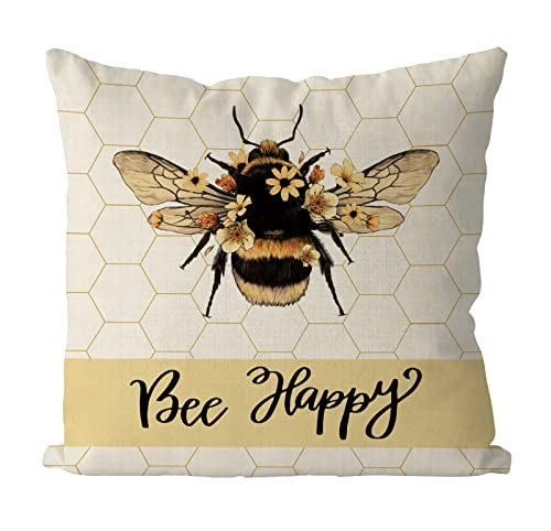 Fundas de almohada de verano de 18 x 18 pulgadas, fundas de almohada de lino para sofá o sofá Cover