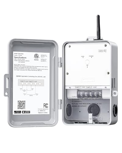 DEWENWILS Pool Pump Timer Heavy Duty Outdoor WiFi Timer Box 40A 240VAC 3HP Work with Smart Life Alexa Google Assistant Easy Wiring for Pool Water Heater ETL Listed
