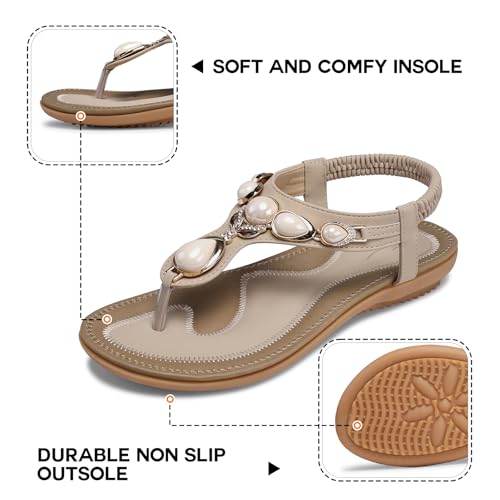 Image of SHIBEVER Flat Sandals for Women Dressy: Summer Comfortable Dress Thong Flats Sandal