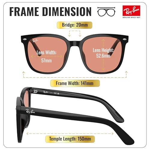 Image of Ray-Ban RB4401D Square Shaped Sunglasses for Men & Women with Official RAYBAN Eyewear Kit