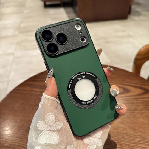 Étui pour iPhone 17 vert mince en cuir rigide contre les chocs