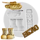 MINFEIDMS Soldier Hero Army Tank Silicone Mold For Cake Decoration Cupcake Topper Candy Chocolate Gum Paste Polymer Clay