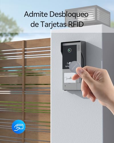 TMEZON Videoportero WiFi 2 Hilos,1080P Timbre Video Sistema Intercomunicador,Pantalla táctil IP de 7",Detección de Movimiento Humano,Desbloqueo por App/Tarjeta RFID,Grabación y reproducción,1 Familia - imagen 6