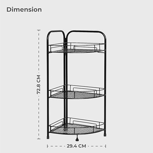 Image of Lifelong 3-Tier Corner Shelf Rack for Kitchen, Bathroom & Living Room | Multipurpose Storage Organizer Stand for Jars,Bottles & Plants|Durable Metal Frame,Space-Saving Corner Design, Anti-Rust Finish