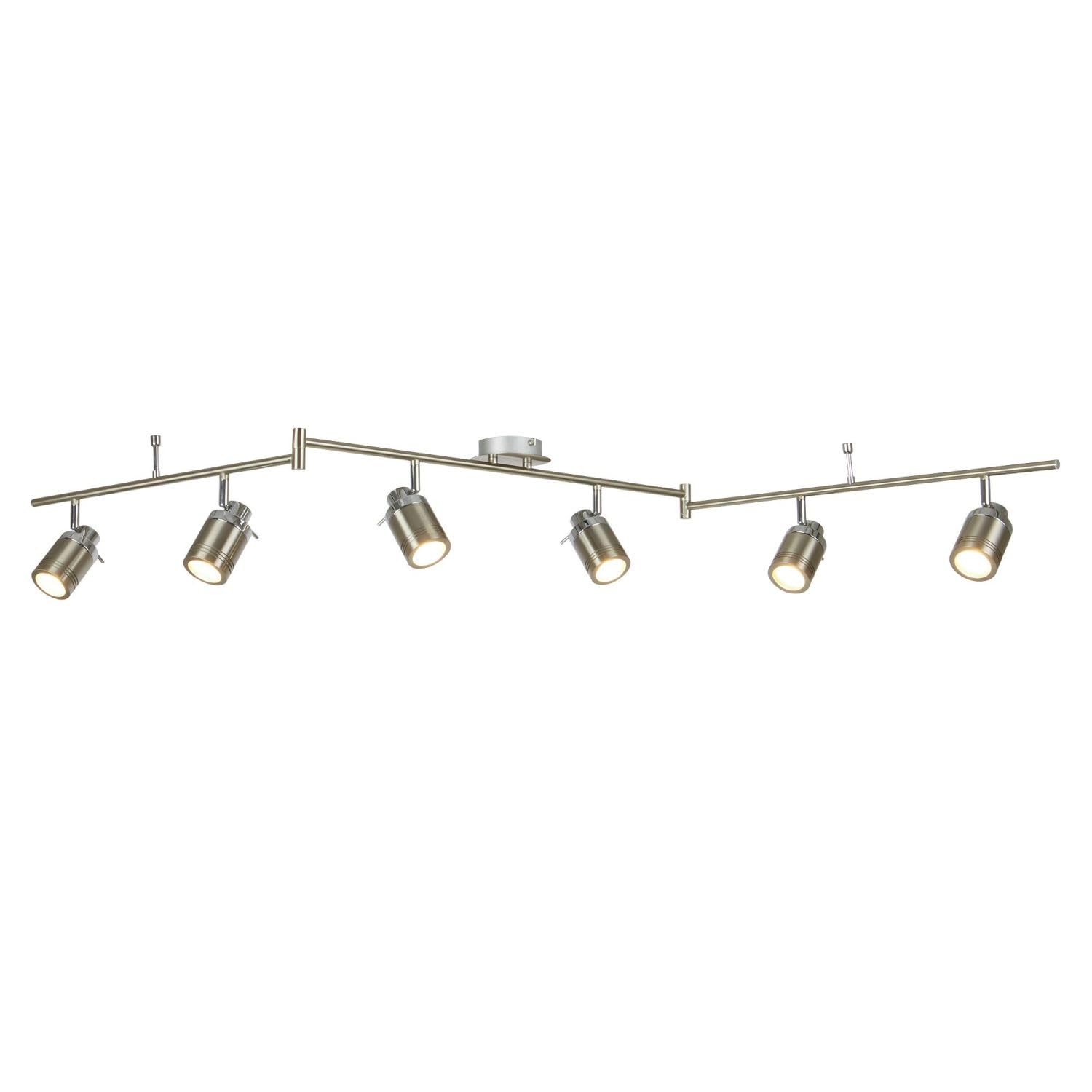 Licht-Erlebnisse Deckenstrahler IP44 180 cm lang XXL Badezimmerleuchte Decke 6-flammig in Silber matt GU10 Metall verstellbar Retro Design Deckenlampe Deckenleuchte
